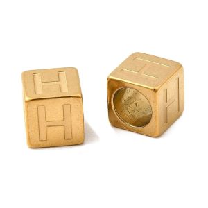 Kraal Cube, H - Gold-plated RVS