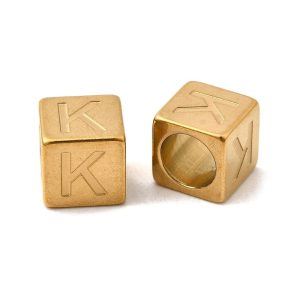 Kraal Cube, K - Gold-plated RVS