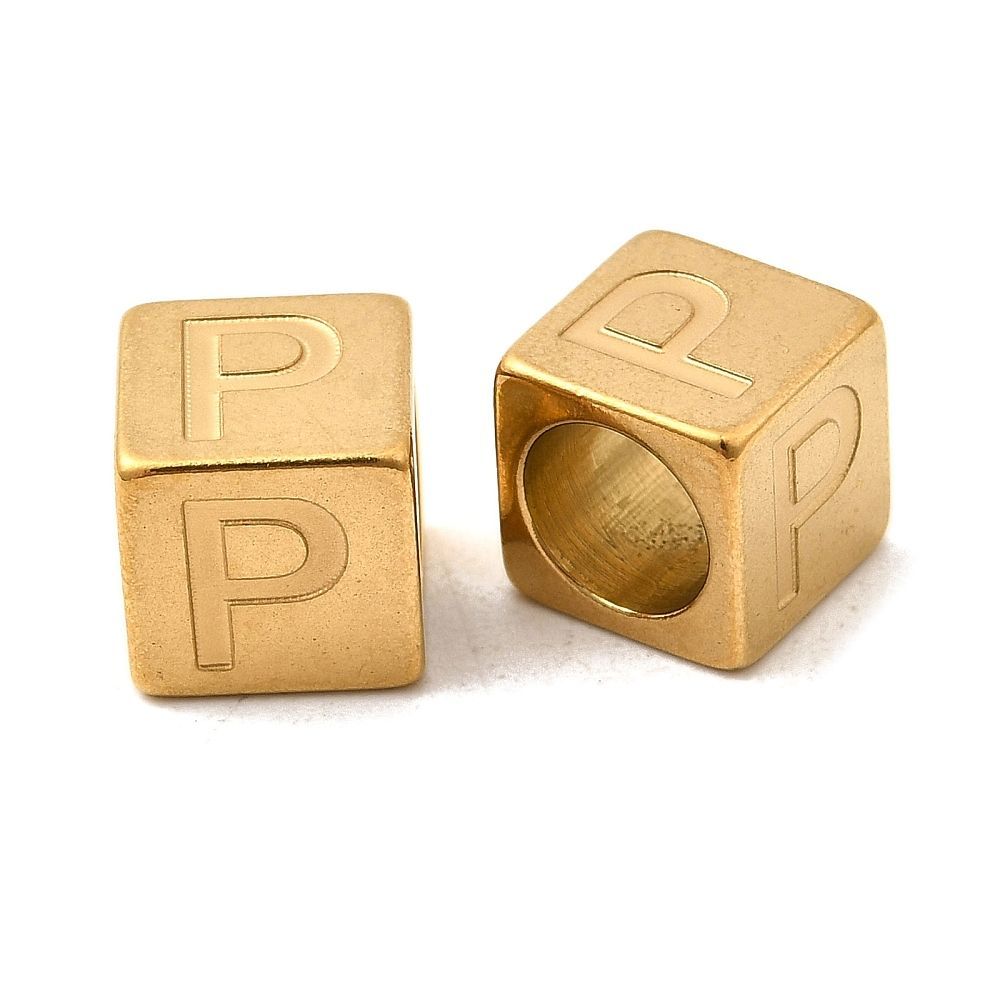 Kraal Cube, P - Gold-plated RVS