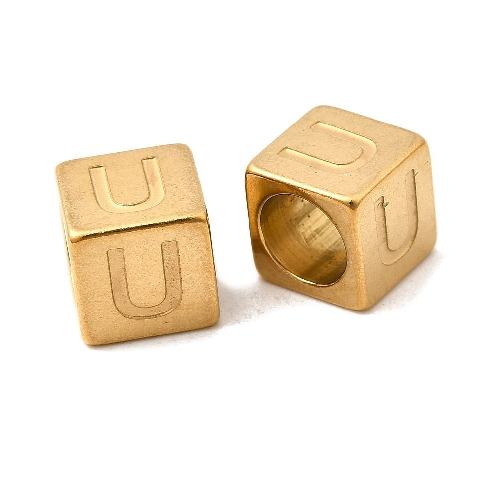 Kraal Cube, U - Gold-plated RVS
