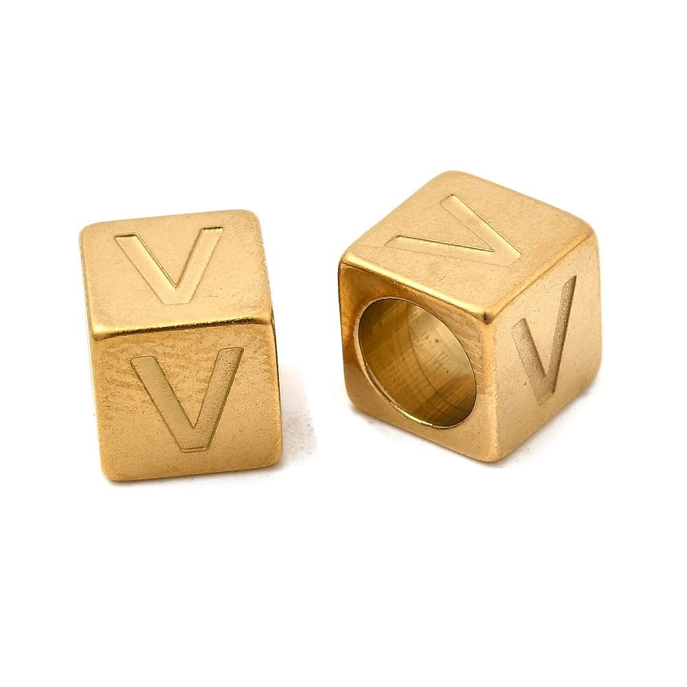 Kraal Cube, V - Gold-plated RVS