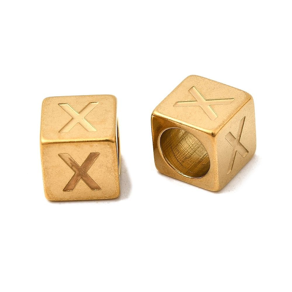Kraal Cube, X - Gold-plated RVS